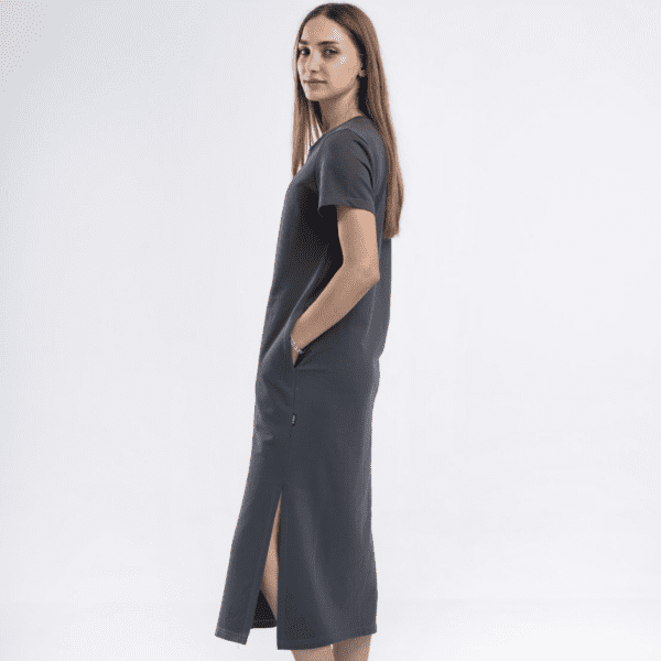 Dark Gray Dress with Double Slit